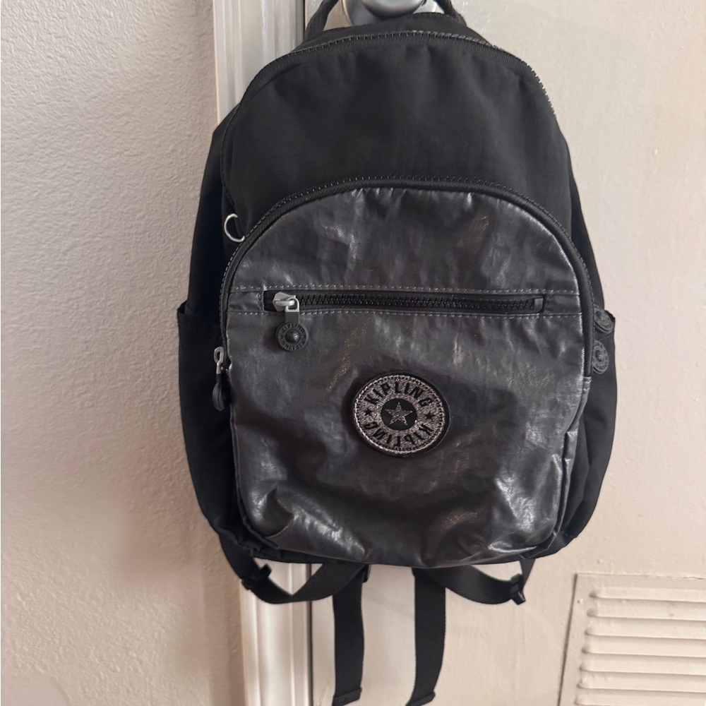 Kipling Black and Shiny Gray Mini Multi usage Backpack